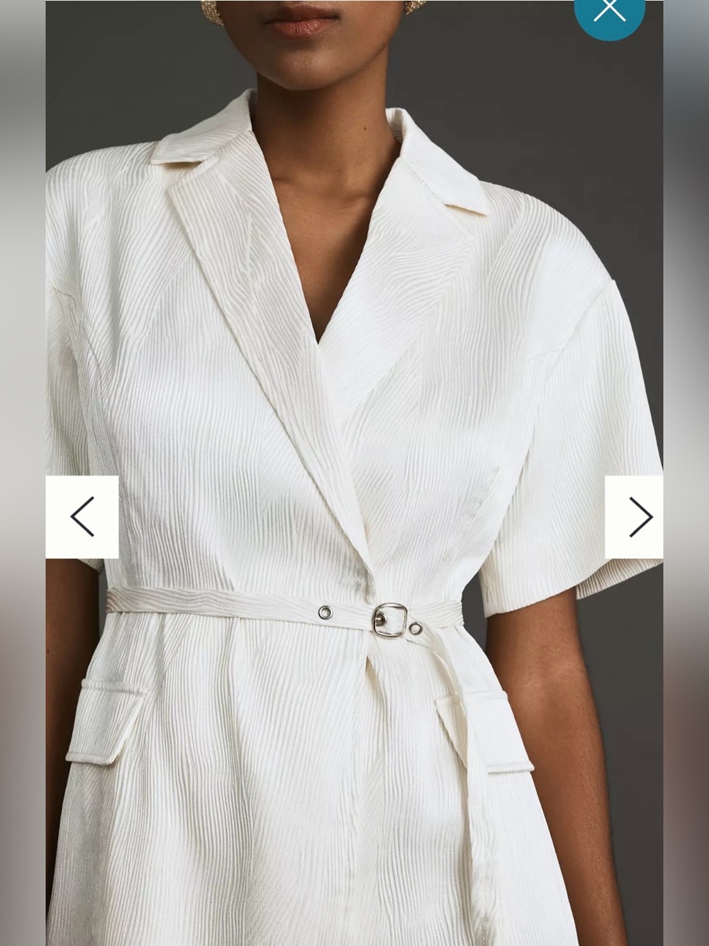 4SI3NNA Ivory Textured Belted Blazer Mini Dress Size Small